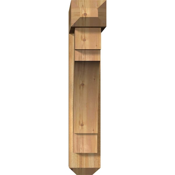 Merced Craftsman Rough Sawn Bracket W/ Offset Brace, Western Red Cedar, 8W X 34D X 42H